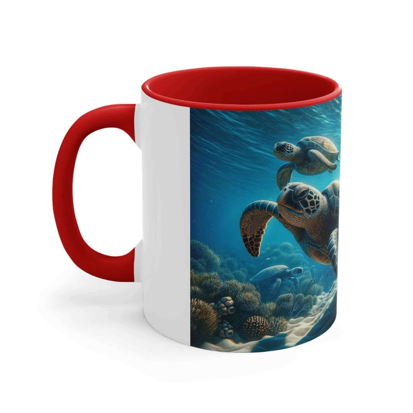 Realistic Sea Turtle Coffee Mug 2 Start your mornings with a sea turtle sidekick! This Realistic Sea Turtle Coffee Mug adds a splash of color and ocean vibes to your daily coffee routine. Vibrant sea turtle design printed in stunning detail Durable 11oz c