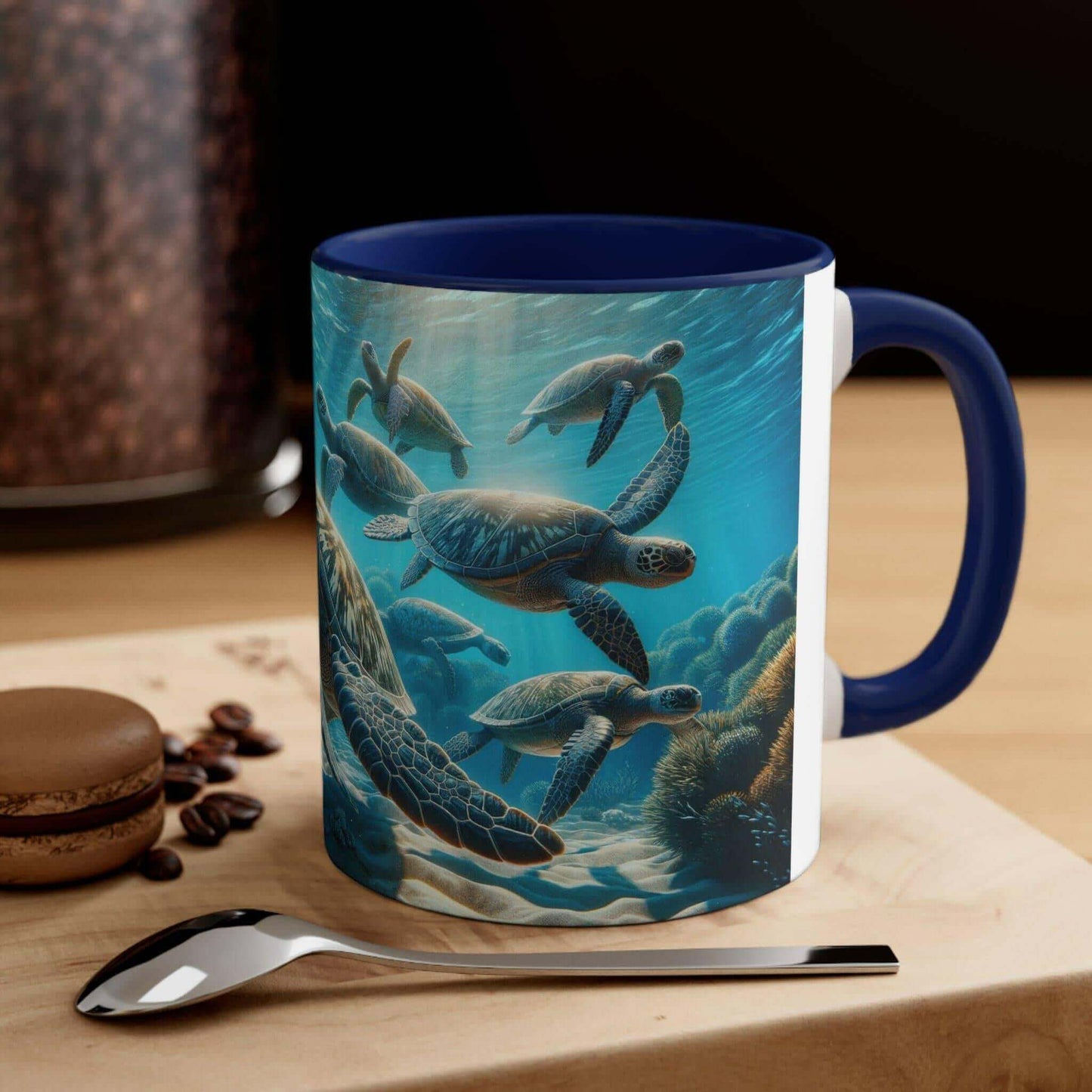 Realistic Sea Turtle Coffee Mug 2 Start your mornings with a sea turtle sidekick! This Realistic Sea Turtle Coffee Mug adds a splash of color and ocean vibes to your daily coffee routine. Vibrant sea turtle design printed in stunning detail Durable 11oz c