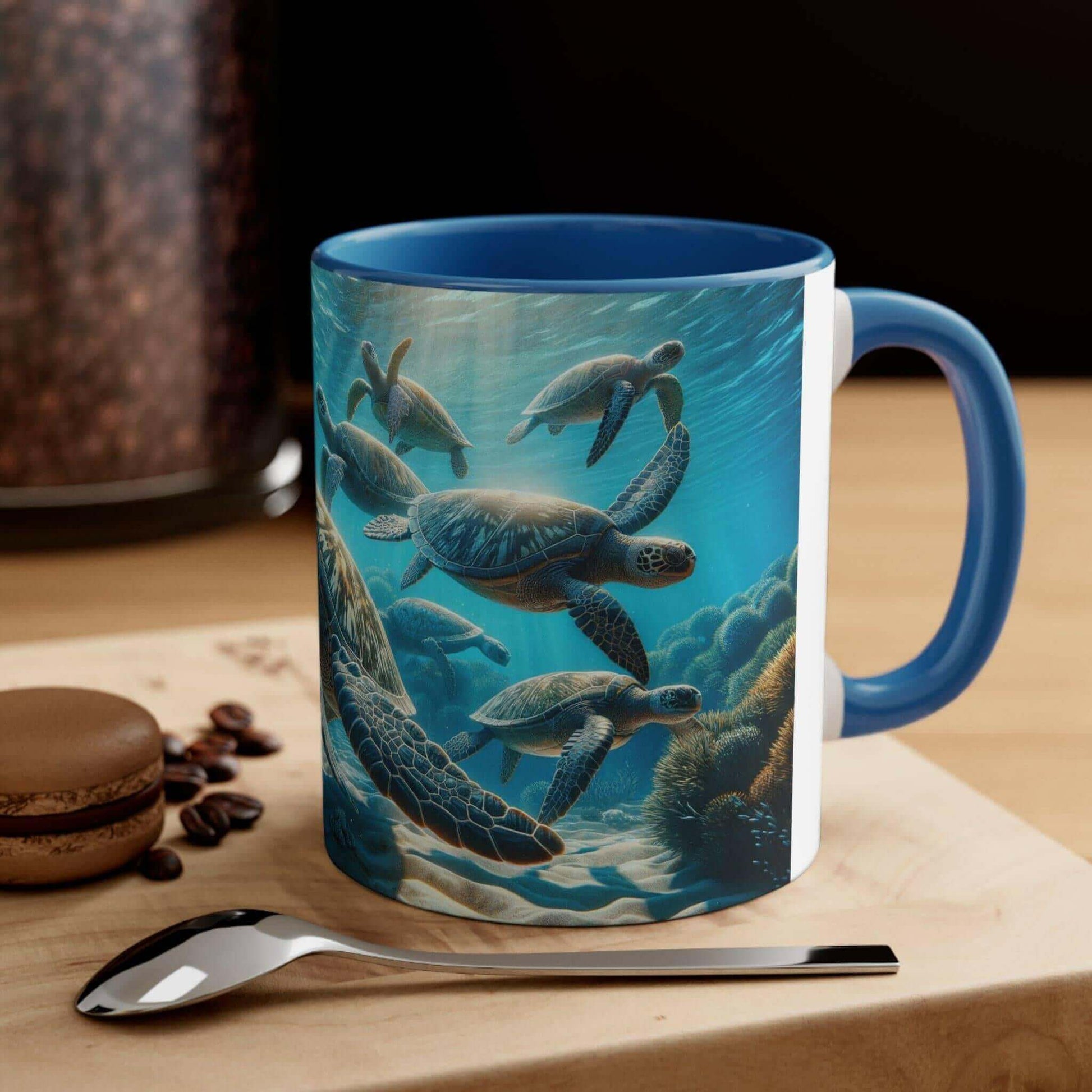 Realistic Sea Turtle Coffee Mug 2 Start your mornings with a sea turtle sidekick! This Realistic Sea Turtle Coffee Mug adds a splash of color and ocean vibes to your daily coffee routine. Vibrant sea turtle design printed in stunning detail Durable 11oz c