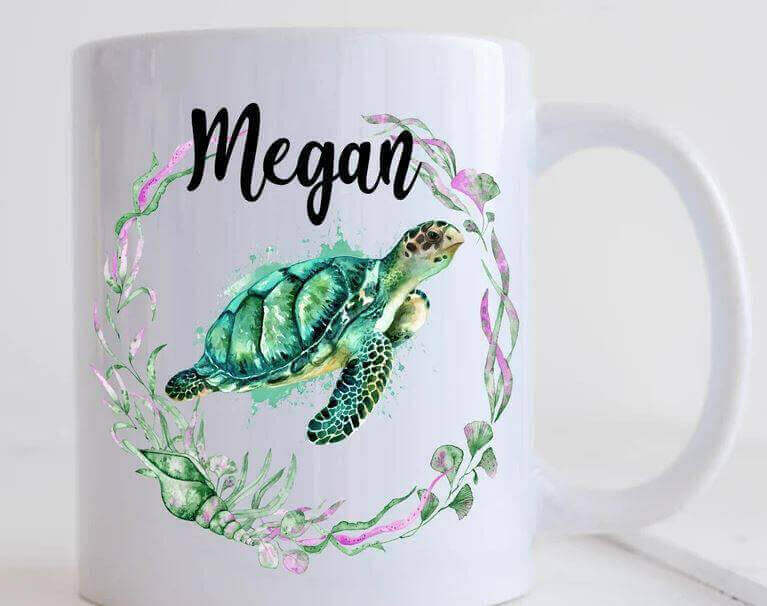 Personalized Colorful Sea Turtle Coffee Mug Delivery Information:Please Note - As this is a lovingly handmade product, the shipping time might sound longer than standard. We appreciate your patience and understanding in receiving these unique, crafted ite