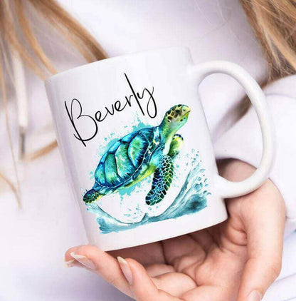 Personalized Colorful Sea Turtle Coffee Mug Delivery Information:Please Note - As this is a lovingly handmade product, the shipping time might sound longer than standard. We appreciate your patience and understanding in receiving these unique, crafted ite