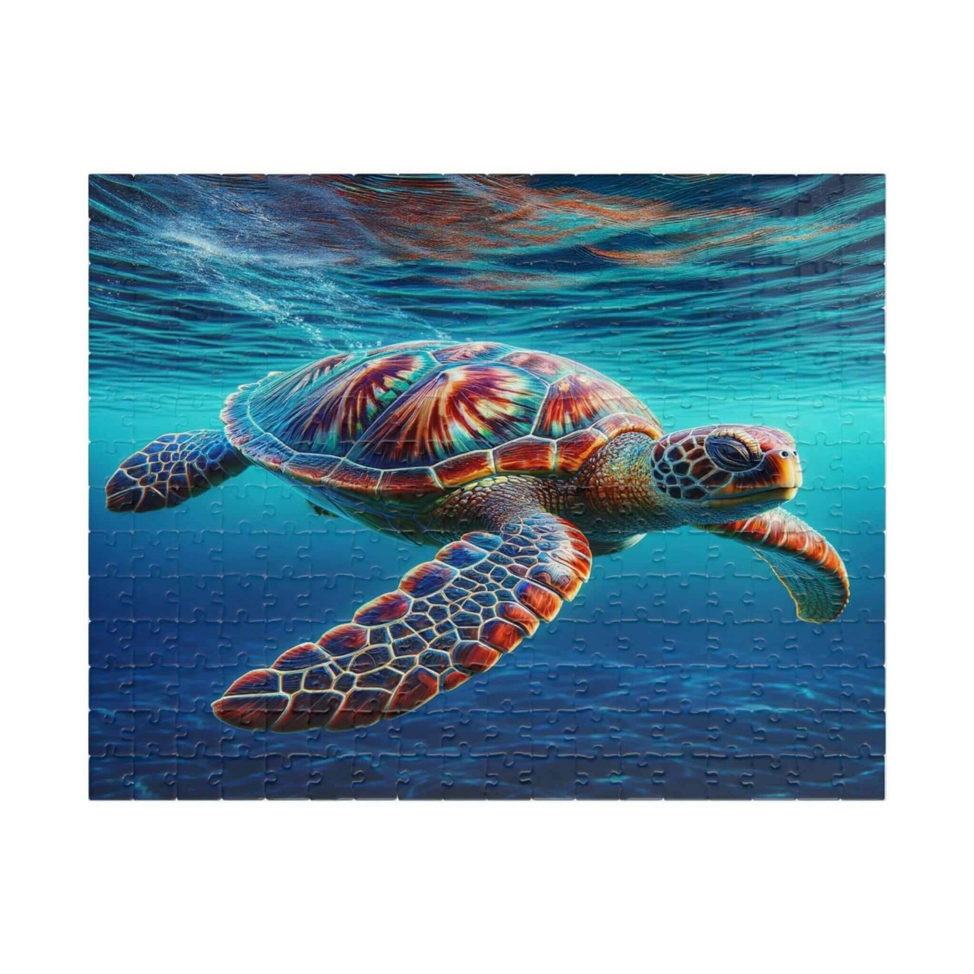 Sea Turtle Jigsaw Puzzle 2 Put the pieces together and dive into a world of wonder! This customizable Sea Turtle Puzzle transforms your favorite photos and art into a fun activity for all ages. Available in 110, 252, 520 or 1014 pieces with glossy, lamina