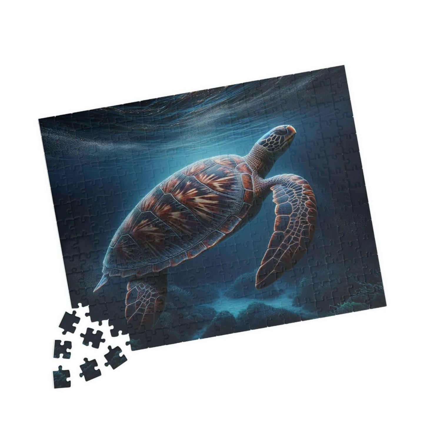 Sea Turtle Jigsaw Puzzle 3 Put the pieces together and dive into a world of wonder! Available in 110, 252, 520 or 1014 pieces with glossy, laminated finish Printed on sturdy chipboard backing for quality that lasts Choose vertical or horizontal orientatio