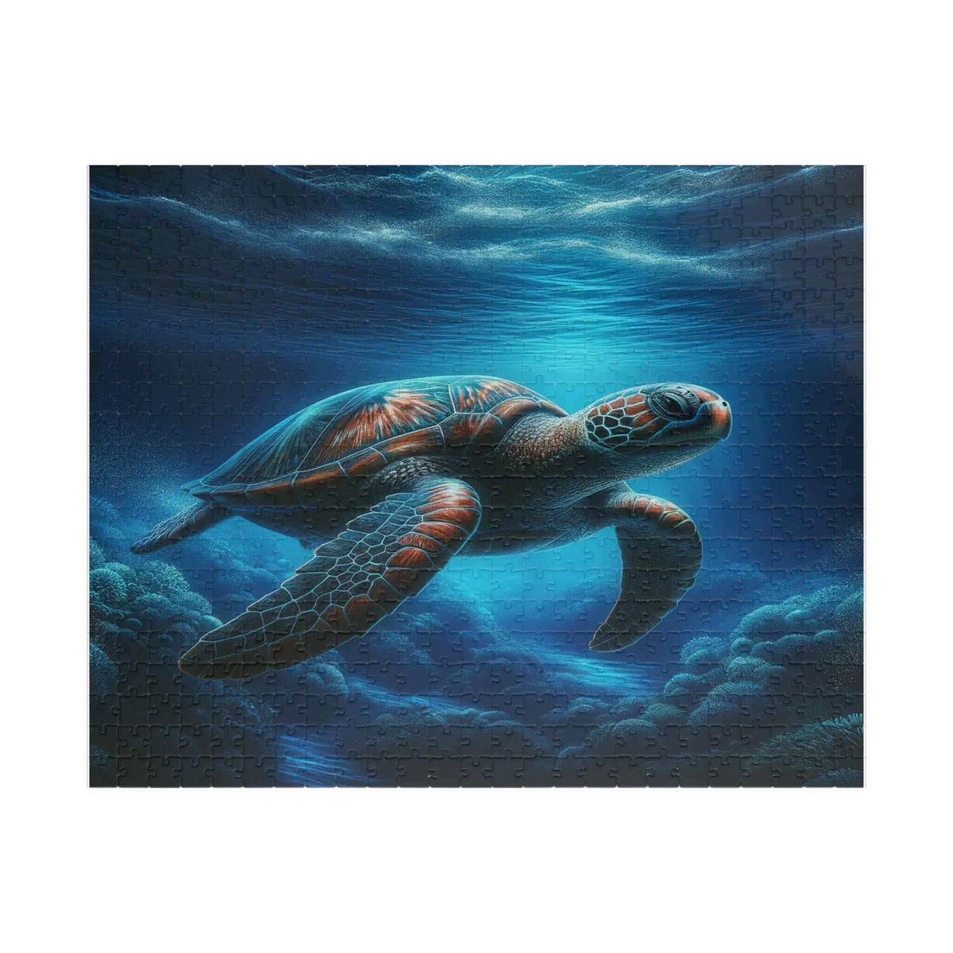 Sea Turtle Jigsaw Puzzle 4 Put the pieces together and dive into a world of wonder! Available in 110, 252, 520 or 1014 pieces with glossy, laminated finish Printed on sturdy chipboard backing for quality that lasts Choose vertical or horizontal orientatio