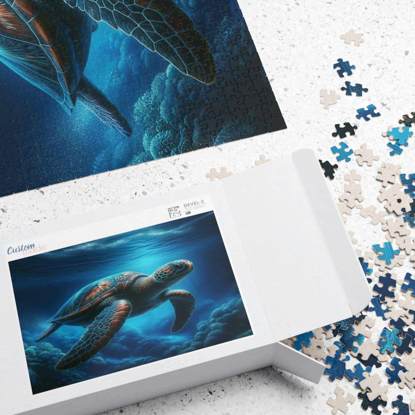 Sea Turtle Jigsaw Puzzle 4 Put the pieces together and dive into a world of wonder! Available in 110, 252, 520 or 1014 pieces with glossy, laminated finish Printed on sturdy chipboard backing for quality that lasts Choose vertical or horizontal orientatio