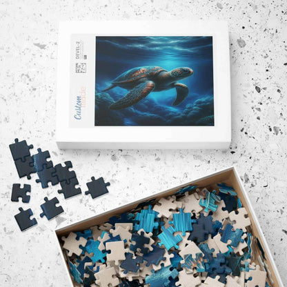 Sea Turtle Jigsaw Puzzle 4 Put the pieces together and dive into a world of wonder! Available in 110, 252, 520 or 1014 pieces with glossy, laminated finish Printed on sturdy chipboard backing for quality that lasts Choose vertical or horizontal orientatio