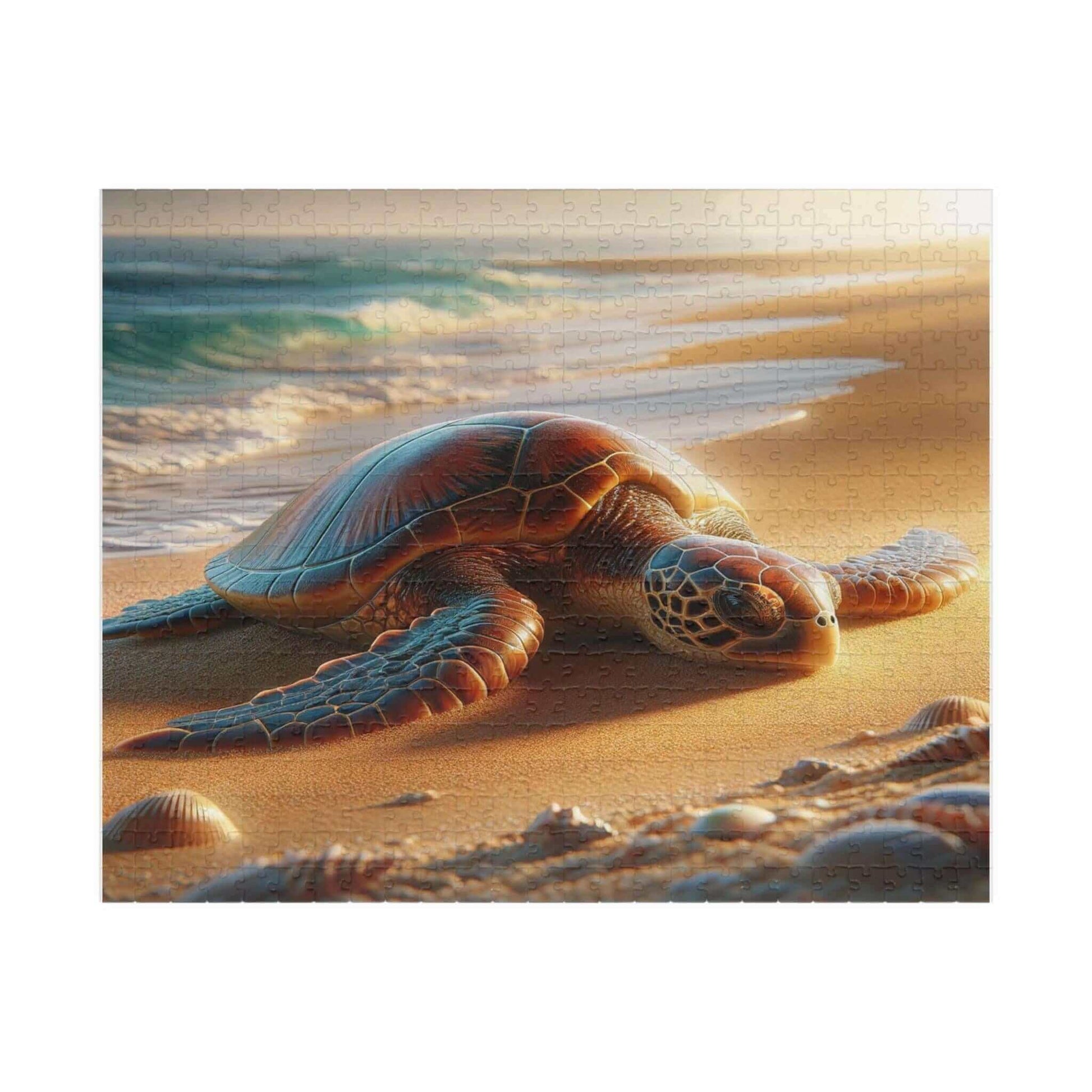 Sea Turtle Jigsaw Puzzle 5 Put the pieces together and dive into a world of wonder! Available in 110, 252, 520 or 1014 pieces with glossy, laminated finish Printed on sturdy chipboard backing for quality that lasts Choose vertical or horizontal orientatio