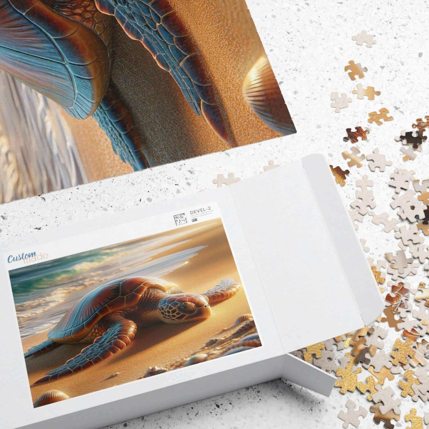 Sea Turtle Jigsaw Puzzle 5 Put the pieces together and dive into a world of wonder! Available in 110, 252, 520 or 1014 pieces with glossy, laminated finish Printed on sturdy chipboard backing for quality that lasts Choose vertical or horizontal orientatio