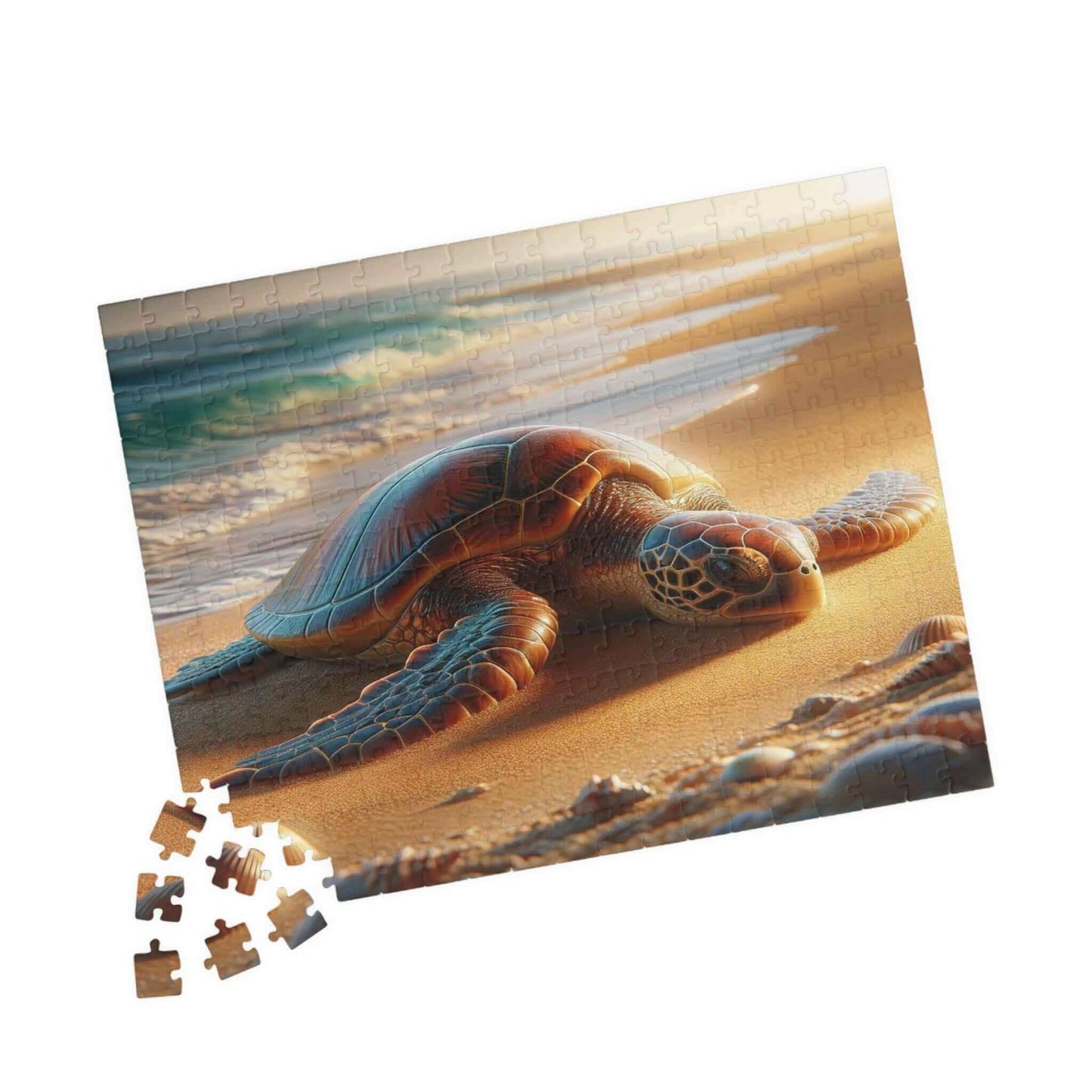 Sea Turtle Jigsaw Puzzle 5 Put the pieces together and dive into a world of wonder! Available in 110, 252, 520 or 1014 pieces with glossy, laminated finish Printed on sturdy chipboard backing for quality that lasts Choose vertical or horizontal orientatio