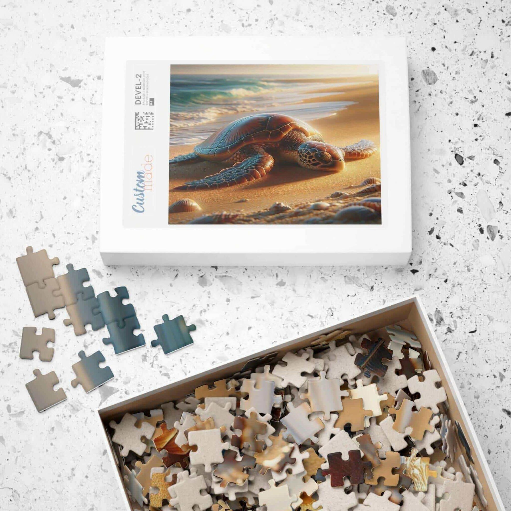 Sea Turtle Jigsaw Puzzle 5 Put the pieces together and dive into a world of wonder! Available in 110, 252, 520 or 1014 pieces with glossy, laminated finish Printed on sturdy chipboard backing for quality that lasts Choose vertical or horizontal orientatio