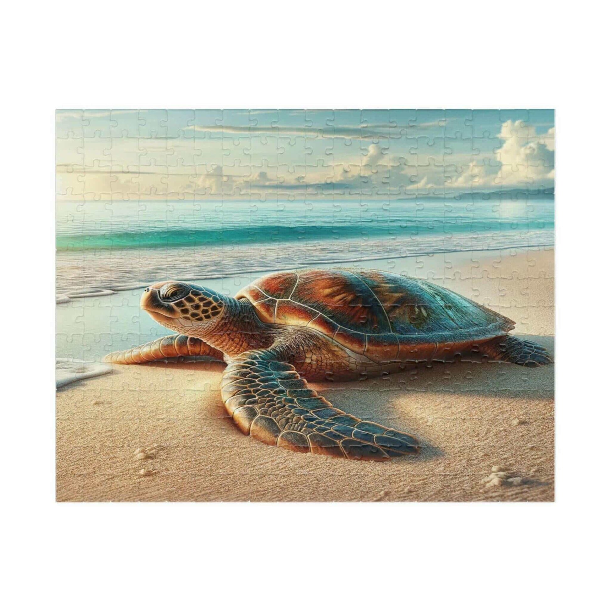 Sea Turtle Jigsaw Puzzle 6 Put the pieces together and dive into a world of wonder! Available in 110, 252, 520 or 1014 pieces with glossy, laminated finish Printed on sturdy chipboard backing for quality that lasts Choose vertical or horizontal orientatio