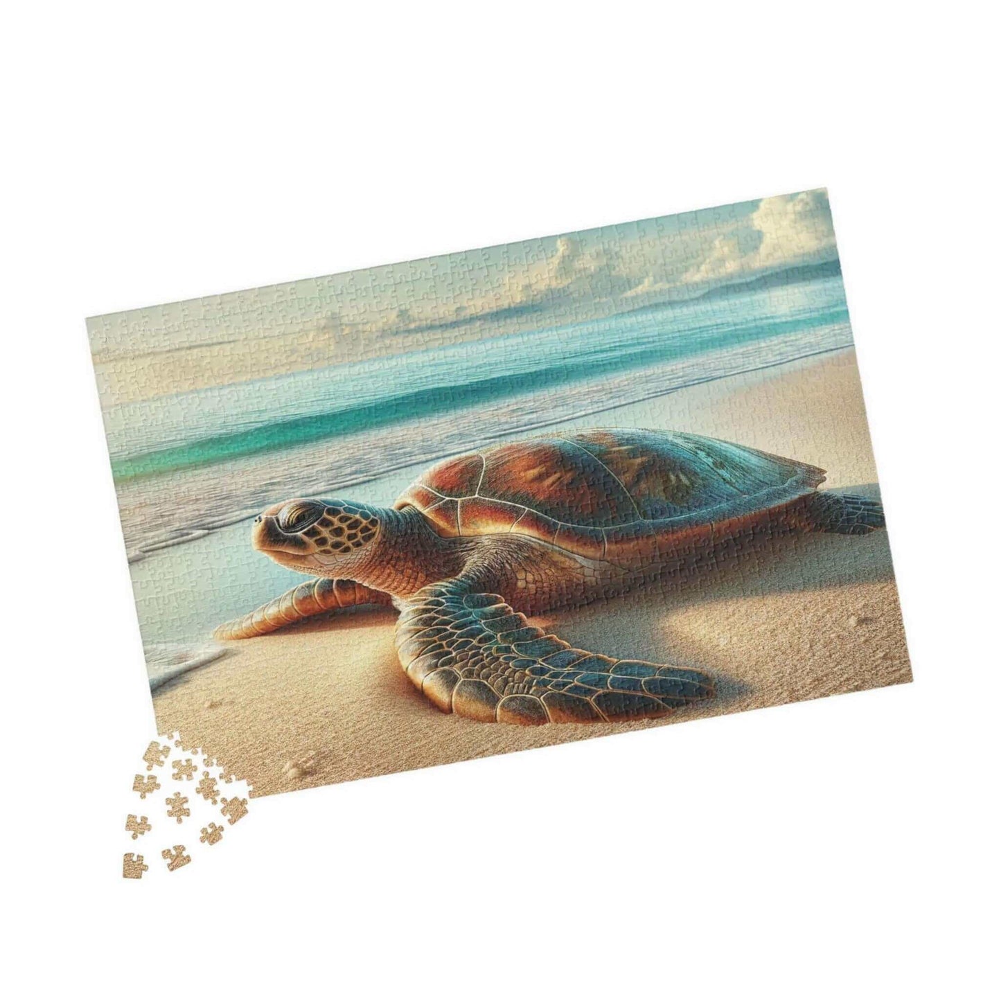 Sea Turtle Jigsaw Puzzle 6 Put the pieces together and dive into a world of wonder! Available in 110, 252, 520 or 1014 pieces with glossy, laminated finish Printed on sturdy chipboard backing for quality that lasts Choose vertical or horizontal orientatio