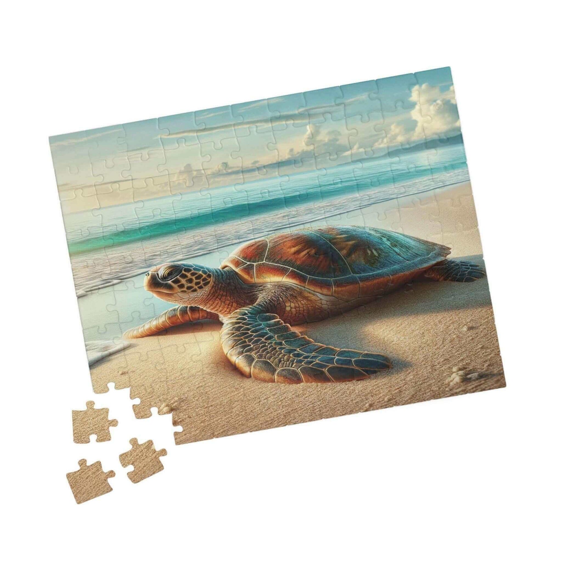 Sea Turtle Jigsaw Puzzle 6 Put the pieces together and dive into a world of wonder! Available in 110, 252, 520 or 1014 pieces with glossy, laminated finish Printed on sturdy chipboard backing for quality that lasts Choose vertical or horizontal orientatio