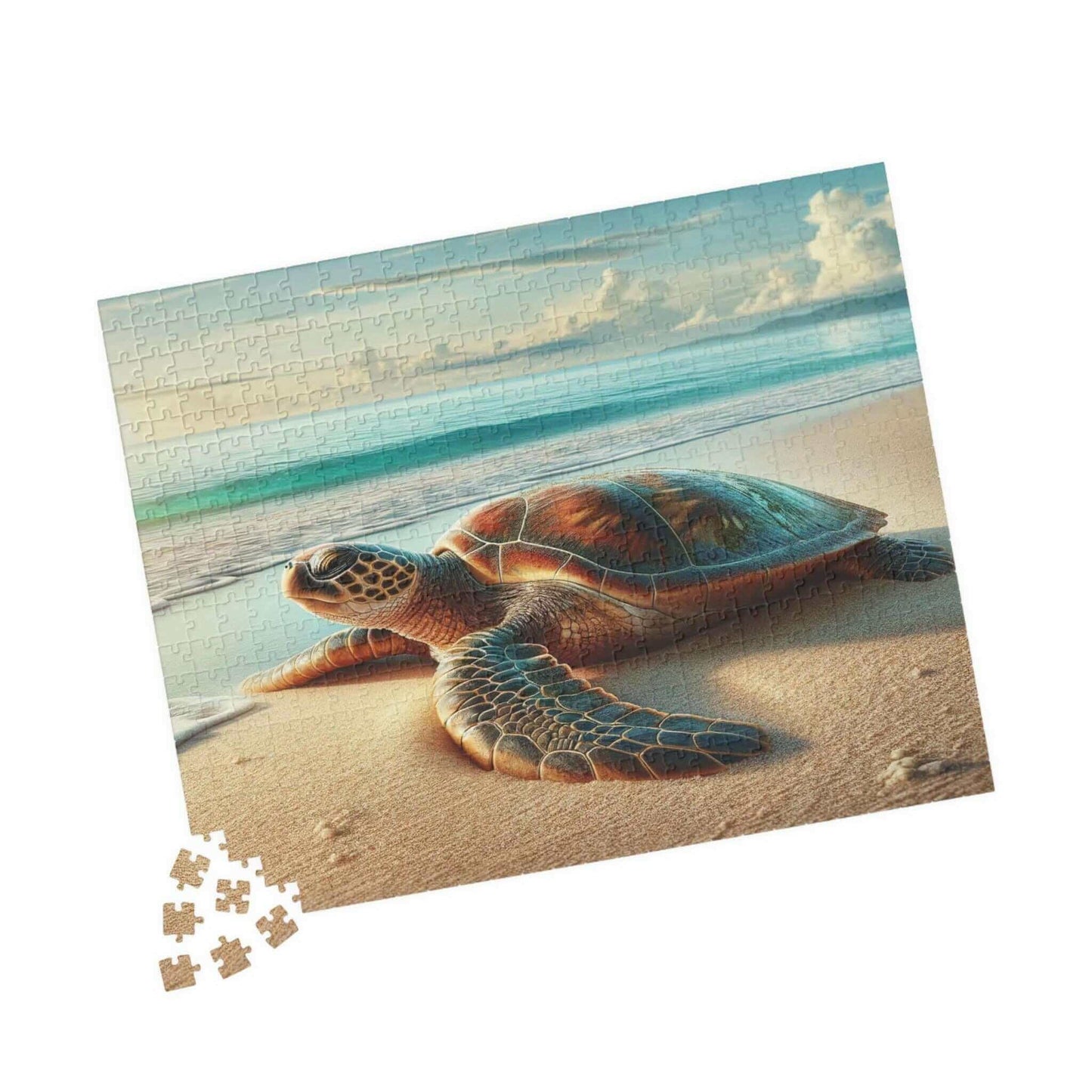 Sea Turtle Jigsaw Puzzle 6 Put the pieces together and dive into a world of wonder! Available in 110, 252, 520 or 1014 pieces with glossy, laminated finish Printed on sturdy chipboard backing for quality that lasts Choose vertical or horizontal orientatio