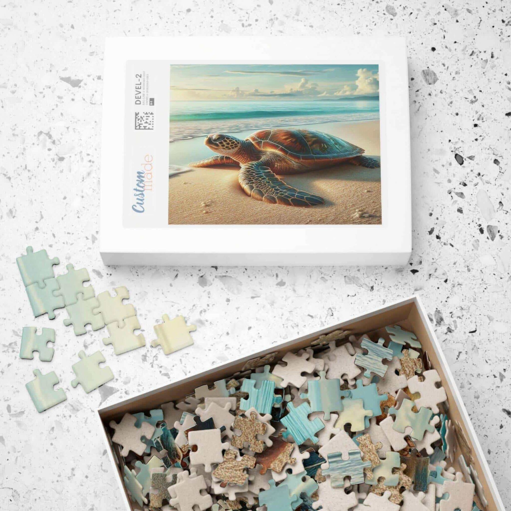 Sea Turtle Jigsaw Puzzle 6 Put the pieces together and dive into a world of wonder! Available in 110, 252, 520 or 1014 pieces with glossy, laminated finish Printed on sturdy chipboard backing for quality that lasts Choose vertical or horizontal orientatio