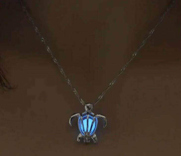 Sea Turtle Glow in the Dark Luminous Necklace Grab this glowing sea turtle necklace and add an oceanic glow to your style - this handmade luminous necklace is the perfect way to showcase your love for sea turtles. Beautiful luminous pendant glows in the d