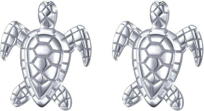 Sterling Silver Classic Sea Turtle Earrings Make a splash with these charming Sterling Silver Classic Sea Turtle Earrings. Crafted from 925 sterling silver with a polished platinum finish, these cute turtle earrings feature exquisite detailing that brings