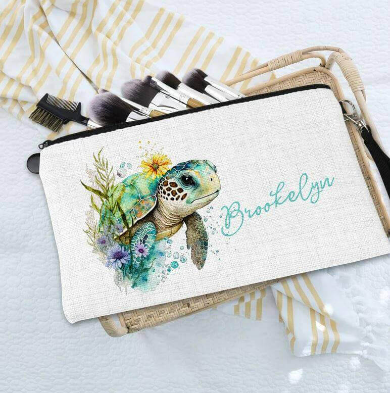 Cute Sea Turtle Makeup Bag Delivery Information:Please Note - As this is a lovingly handmade product, the shipping time might sound longer than standard. We appreciate your patience and understanding in receiving these unique, crafted items.Delivery timef