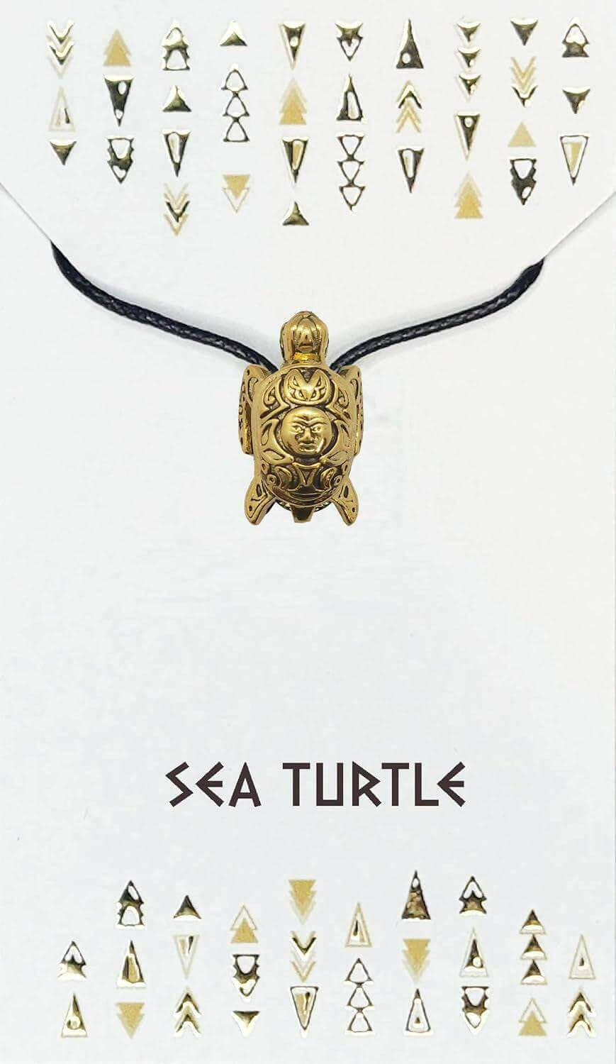 Sea Turtle Spirit Animal Tribal Necklace Capture Your Spirit Animal's Magic and Meaning With This Stunning Sea Turtle Tribal Necklace Handcrafted sea turtle bead plated in gleaming gold to represent wisdom, longevity, and perseverance Double hole design a