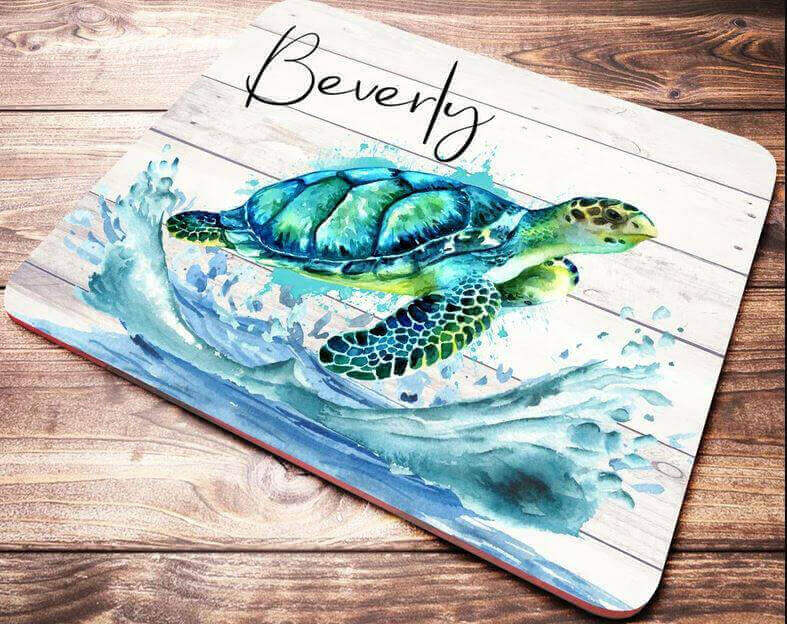 Custom Name Sea Turtle Mouse Pad Delivery Information:Please Note - As this is a lovingly handmade product, the shipping time might sound longer than standard. We appreciate your patience and understanding in receiving these unique, crafted items.Delivery