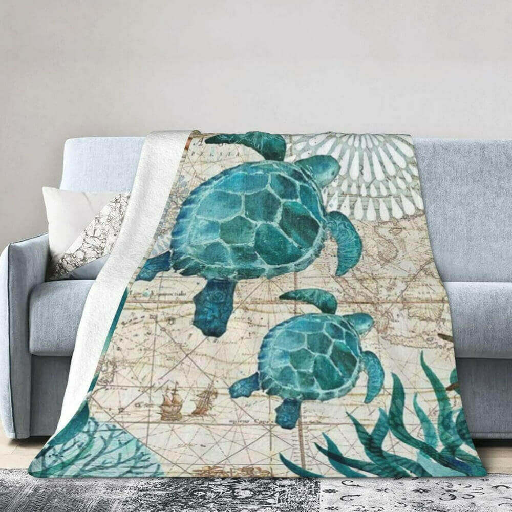 Oceananic Sea Turtle Super Soft Fleece Blanket Welcome to the softest blanket you'll ever cuddle with. Our Oceananic Sea Turtle Super Soft Fleece Blanket will keep you warm, cozy, and comforted all year round. Unique sea turtle design that looks as realis