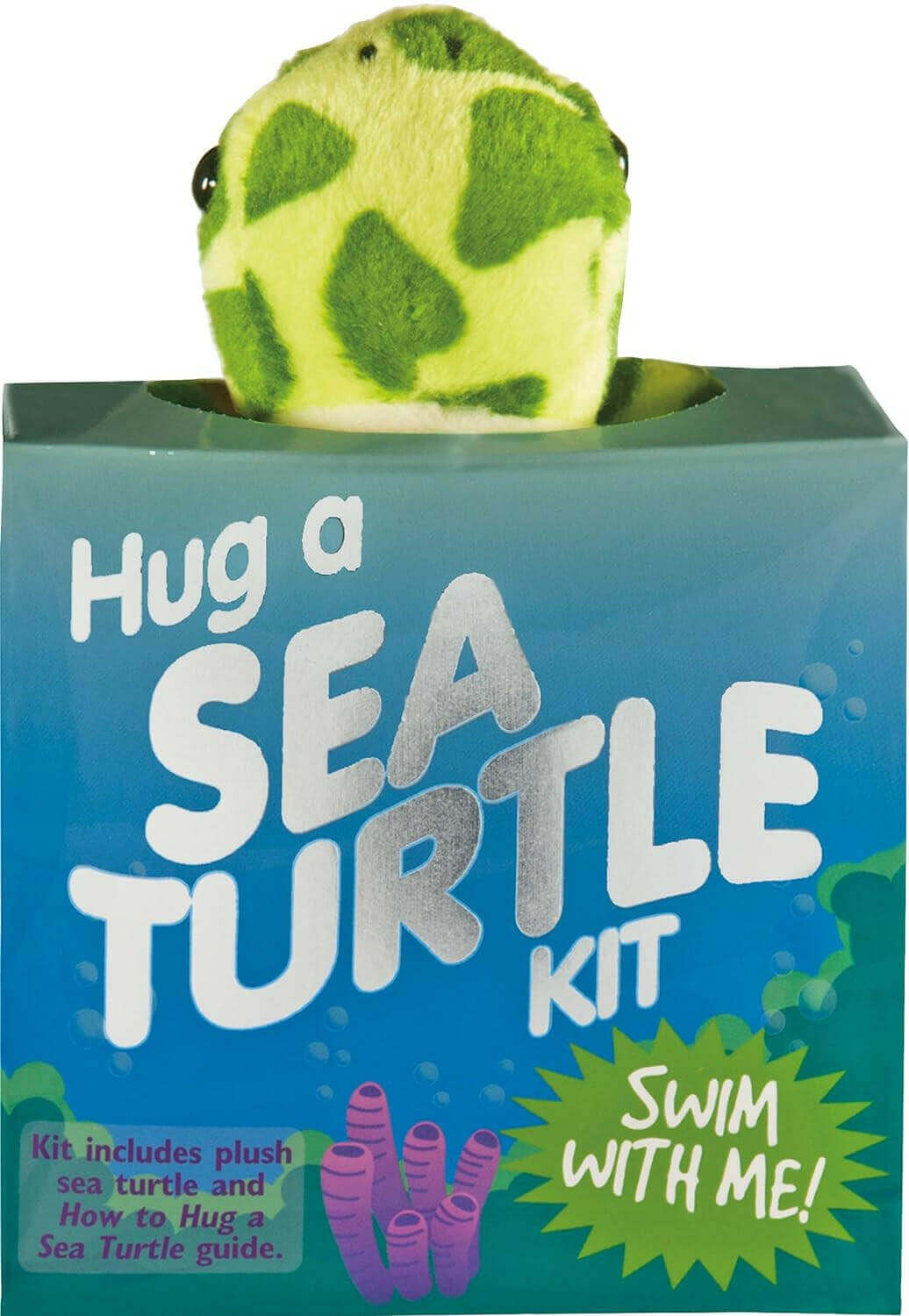 Hug a Sea Turtle Kit (Book with Plush) Sea turtles may grow up to be gentle giants, but they start out tiny -- like the bitty one in this box! Cuddle up with this mini plush sea turtle! Then open the ''How to Hug a Sea Turtle'' guide to learn about these