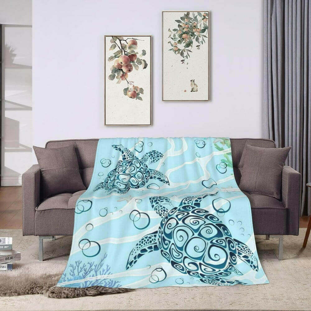 Oceananic Sea Turtle Super Soft Fleece Blanket Welcome to the softest blanket you'll ever cuddle with. Our Oceananic Sea Turtle Super Soft Fleece Blanket will keep you warm, cozy, and comforted all year round. Unique sea turtle design that looks as realis